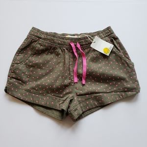 Boden Hunter Green Pink Heart Shorts
